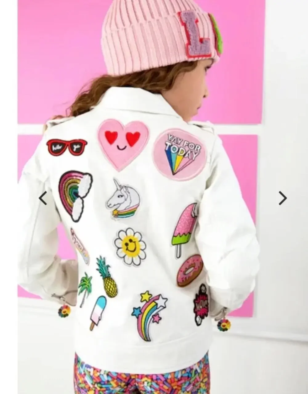 Lola + The Boys Rainbow Patch White Vegan Leather Jacket size 4